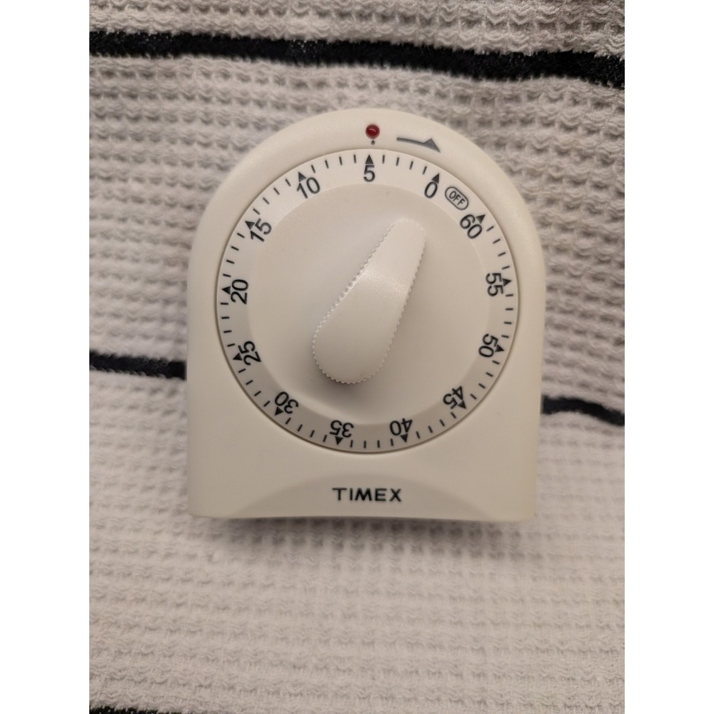Vintage Timex 60-Minute Mechanical Kitchen Timer Cream Working Analog MCM